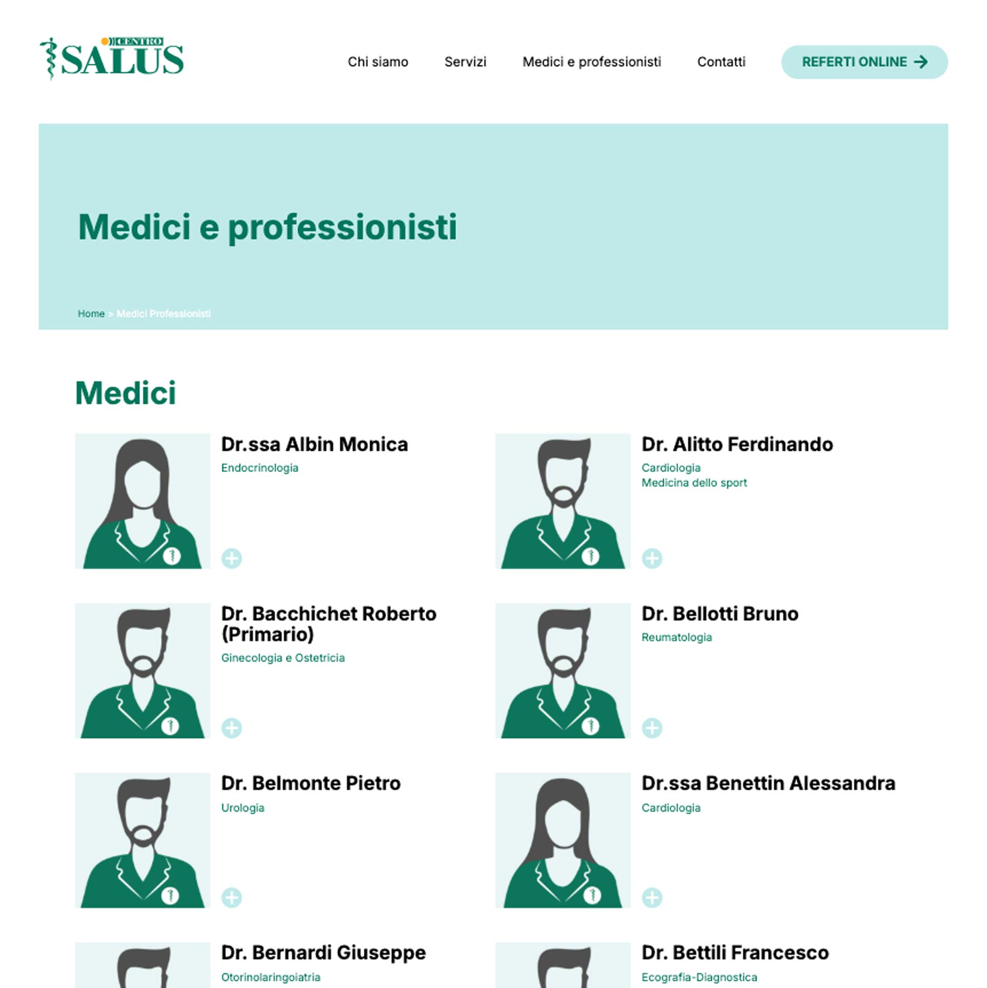 Sito Centro Salus, i medici